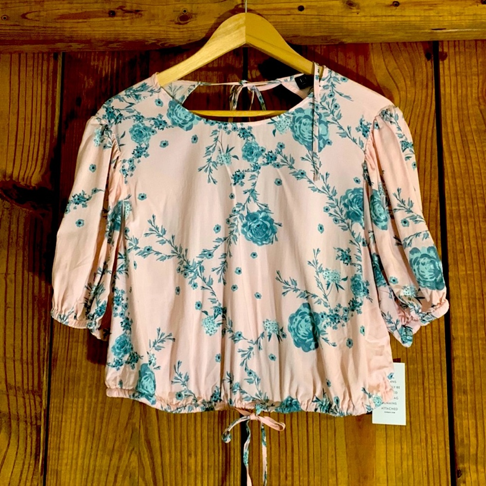 ELOQUII Pink Floral Crop Top